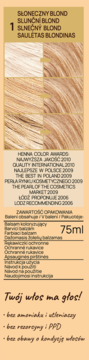 Ulotka balsamu Venita Henna Color Słoneczny Blond 75ml, bez amoniaku, z wzornikami koloru włosów.