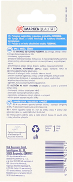 Tył opakowania obcinacza do paznokci Fusswohl. Widoczny opis, kod kreskowy i ikony recyklingu.