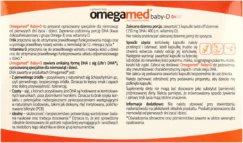 OMEGAMED baby+D ,krople w kapsułce twist-off, DHA z alg + witamina D, 0+, suplement diety,tył