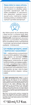 Biała etykieta kremu barierowego Hydro Lipidium, 50 ml, z niebieskim tekstem i ikoną, widok z przodu.