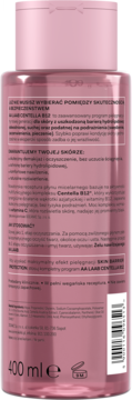 Różowy płyn micelarny AA LAAB Centella B12, tył butelki 400 ml z polskim opisem i kodem kreskowym.