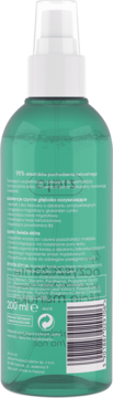 Tył zielonej butelki toniku-sprayu z Manuką do demakijażu 200ml, z etykietą i kodem kreskowym.