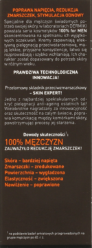 Boczny widok opakowania kremu przeciw zmarszczkom 100% for MEN. Tekst wskazuje na redukcję u 100% mężczyzn.