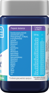 Tył opakowania Bodymax Plus, ciemnofioletowej butelki suplementu, z białą etykietą i tabelą składników odżywczych.