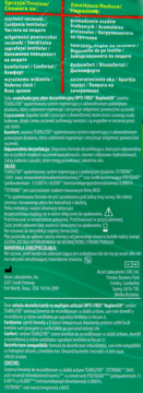 Tylne opakowanie płynu OPTI-FREE® RepleniSH® do soczewek kontaktowych, zielone tło, biały tekst w j. polskim i angielskim.