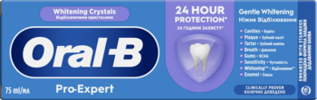 Front niebieskiego opakowania pasty Oral-B Pro-Expert Whitening, z fioletowym akcentem i napisem '24h Protection'.