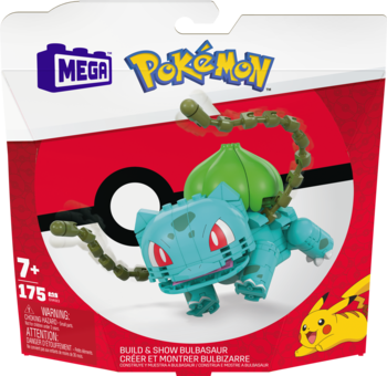 Mega Pokémon Bulbasaur zestaw konstrukcyjny w pudełku z Poké Ballem, wiek 7+, figurka Bulbasaura.