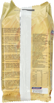 Tył złotego opakowania Roland Twist CHEESE 100g, kręconego ciasta francuskiego z masłem i serem. Widoczne etykiety.