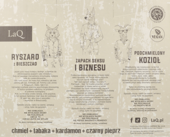 Plakat LaQ: zestaw męskich żeli pod prysznic Ryszard, Zapach Seksu, Podchmielony Kozioł, z nutami chmielu i pieprzu.