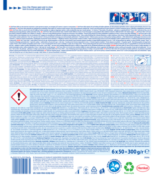 Tył opakowania zawieszek Bref Classic Power Active Lemon do WC, z licznym tekstem i symbolem ostrzegawczym.