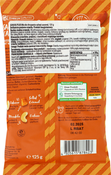 GENUSS PLUS ,mix przekąska do chrupania,  Salted Caremel,tył
