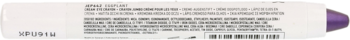 Biała kredka JUMBO EYE PENCIL z fioletową skuwką, widok z boku opakowania z tekstem i kodem.