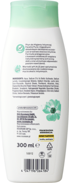 Tył białej butelki emulsji do higieny intymnej Facelle Pure 300 ml z pH 4,2, widoczny skład i kod kreskowy.