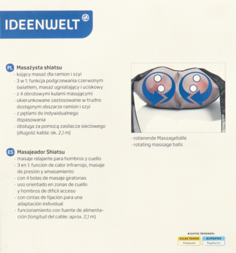 Zbliżenie na wnętrze masażera shiatsu Ideenwelt z czterema obrotowymi kulami masującymi.