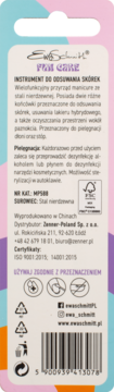 Tył opakowania Ewa Schmitt Full Care, narzędzie do skórek, stal nierdzewna. Polskie instrukcje, kod kreskowy.