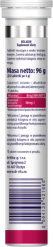 Biała tuba suplementu diety Kolagen, tył z różową podstawą, skład, waga netto 96g i kod kreskowy.