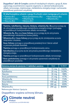 DOPPELHERZ Aktiv B-Complex,kompleks witamin z grupy B, suplement diety w tabletkach,tył