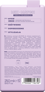 HAIRMATE Blonde ,szampon, do włosów rozjaśnianych i farbowanych, fioletowy,tył