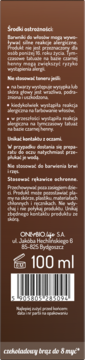 Tył opakowania tonera OnlyBio Hair in Balance, brązowe pudełko z instrukcją, kodem kreskowym i napisem 100 ml.