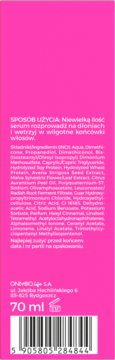 Tył opakowania serum OnlyBio Hair Cycling w różowym kolorze, z białym tekstem, instrukcją i kodem kreskowym.