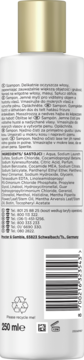 Tył białej butelki szamponu Pantene Pro-V Miracles Lift & Volume 250ml, z listą składników i kodem EAN.