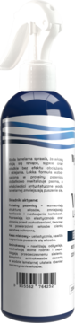 Tył butelki z wodą lamelarną Mysterium, ekspresową odżywką do włosów w sprayu, z tekstem i kodem kreskowym.