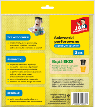 JAN NIEZBĘDNY ,ściereczki perforowane super,tył