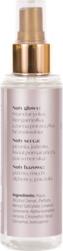 Tył butelki mgiełki Scent of Beauty No5, 125 ml, z widocznymi nutami zapachowymi i składem INCI.