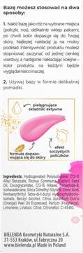 Tył opakowania wielofunkcyjnej bazy Bielenda Boost me up Color Drops, z instrukcją użycia i składnikami.