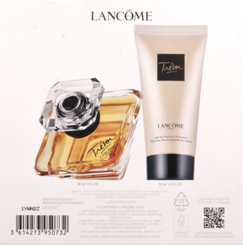 LANCÔME Trésor ,zestaw dla kobiet, woda perfumowana 30 ml + balsam do ciała 50 ml,tył