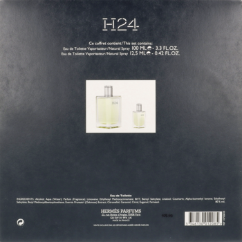 HERMES H24 ,zestaw dla mężczyzn, woda toaletowa 100 ml + 12,5 ml,tył