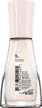 Tył szybko schnącego lakieru Sally Hansen Insta-Dri 61 Silk is... z perłowym połyskiem i kodem kreskowym.