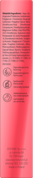 Tył opakowania AA The Wet Blush kremowy róż: składniki, hipoalergiczny, klinicznie testowany, cruelty-free.