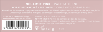 Tył różowej palety cieni AA Wings of Color No Limit Pink z kodem kreskowym i polskim opisem.