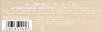 Tył beżowej palety cieni AA Wings of Color No Limit Gold z kodem kreskowym i napisem: Formuła Hypoalergiczna.