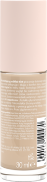 Tył beżowej butelki rozświetlającego podkładu AA Wings of Color Healthy Wear Natural Beige 30ml, z etykietą.