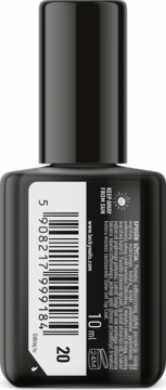 Tył czarnego opakowania różowego lakieru Lacky Nails Solar Gel nr 20, z etykietą i kodem kreskowym.