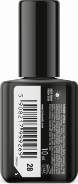 Czarne opakowanie lakieru Lacky Nails Solar Gel nr 28, tył z etykietą, kodem kreskowym, objętością 10ml.