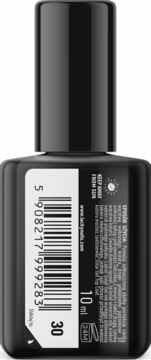 Tył czarnego lakieru do paznokci Lacky Nails Solar Gel nr 30 hot pink, z etykietą, kodem kreskowym i 10ml.