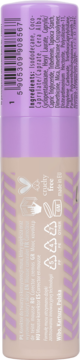 Tył Lovely Mousse Concealer nr 1, beżowo-fioletowy, z kodem kreskowym, listą składników i symbolami cruelty-free.