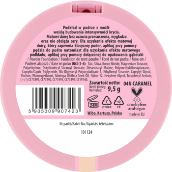 LOVELY Authentic Fit 2 in 1 ,podkład i puder, nr 04N, Caramel,tył