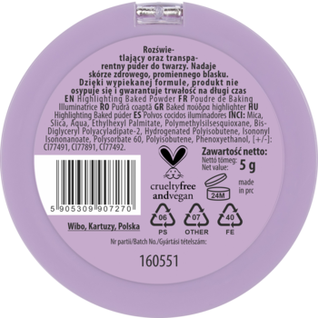 LOVELY Luminous Cutie ,puder do twarzy, transparentny, rozświetlający,tył