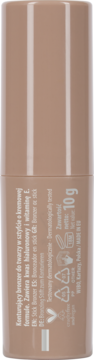 Konturujący bronzer NAM w jasnobrązowym sztyfcie, widok z tyłu z opisem, formułą i wagą 10g.
