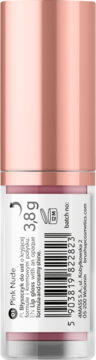 Błyszczyk Brush UP! by Maxineczka 01 Pink Nude, tył opakowania z 3,8g i kodem EAN.