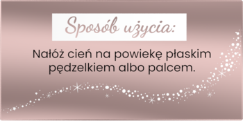 Różowa karta z instrukcją użycia cienia do powiek Stars from the stars: nałóż pędzelkiem lub palcem.