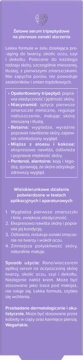 Purpurowy blok tekstu opisujący ziołowe serum tripeptydowe pre-aging, składniki i korzyści.