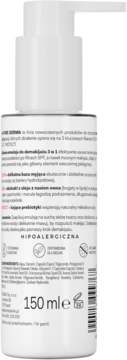 Tył białej butelki AA emulsji do demakijażu 150ml z pompką, widoczne informacje o produkcie.