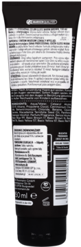 Tył czarnej tubki odżywki Isana Professional Color Gloss Warm Brown z opisem, składem i kodem kreskowym, 50 ml.