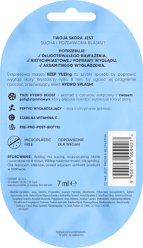 AA KEEP YUZing ,maseczka do twarzy, nawilżająco-rozświetlająca,tył