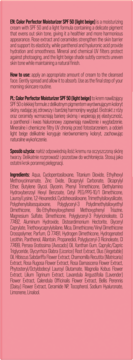 Tył Color Perfector Moisturizer SPF 50 Light beige, różowe tło, czytelny skład produktu.